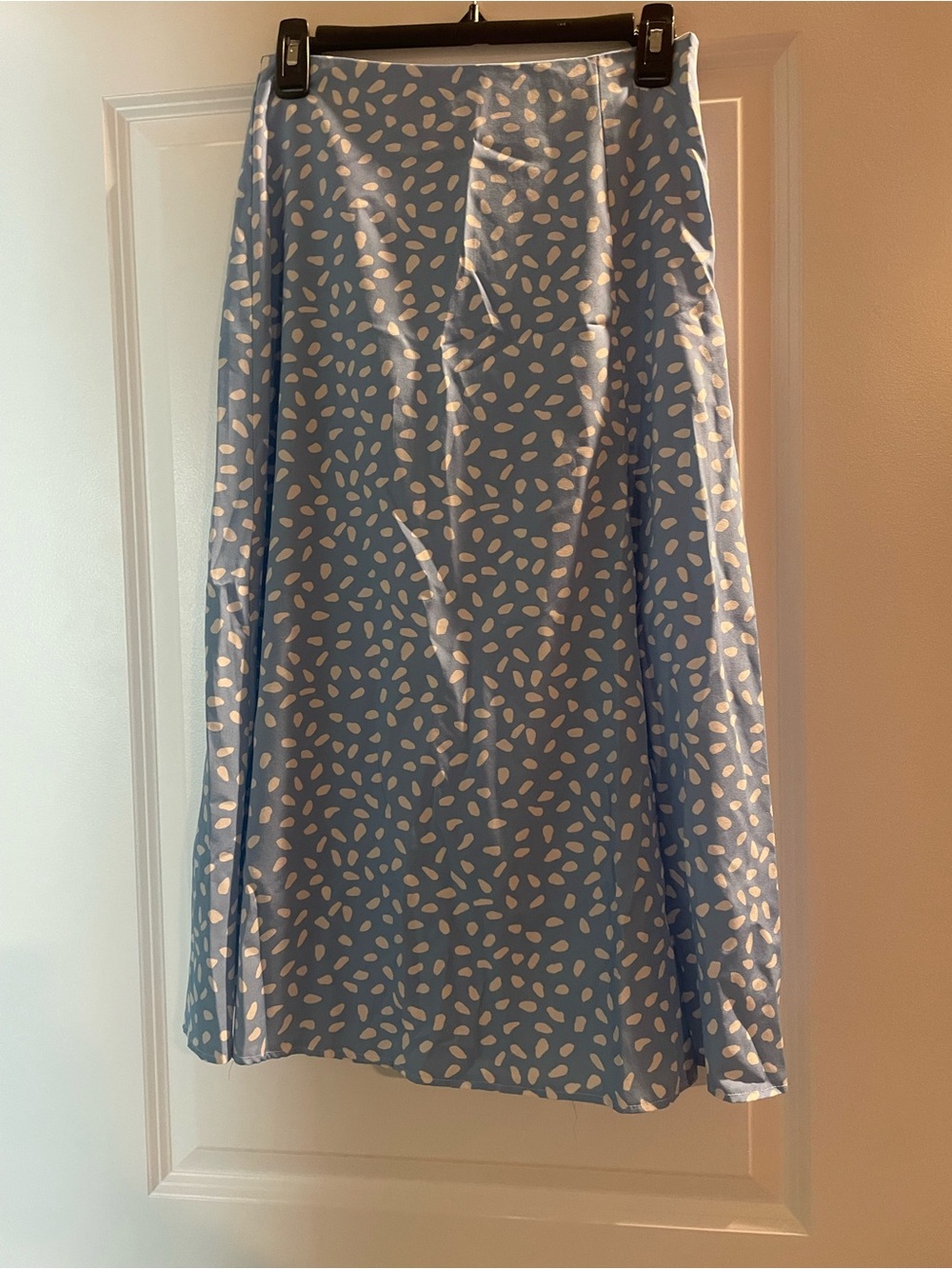 SHEIN Sky Blue Midi Skirt with White Spot Print